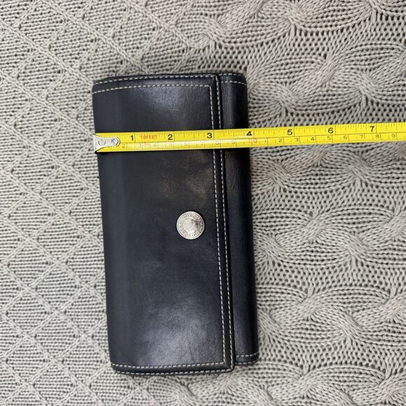 Coach Women’s Black Leather Trifold Wallet with Silver Hardware - Picture 8 of 9